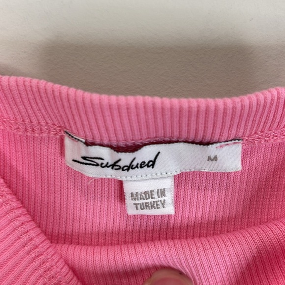 5/$25 Subdued Ribbed Cropped Tube Top Cami Unicorn Pink Spaghetti Straps M 6 - Picture 6 of 10